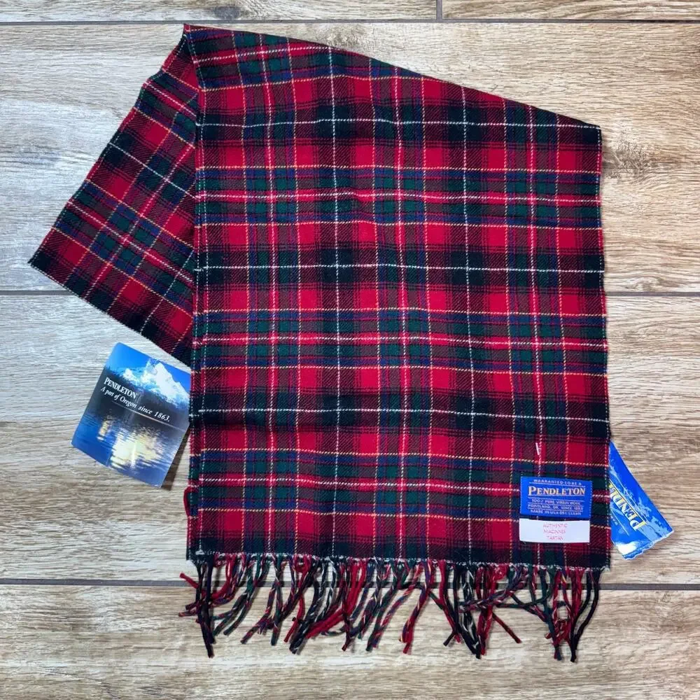 Vintage Pendleton 100% Virgin Wool Scarf MACINNES Tartan Plaid USA